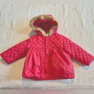 Gymboree girls 12-24 months quilted jacket outer layer 2008 pink with fuzzy trim